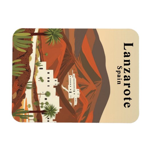 Retro Lanzarote Spanien Reisen Souvenir Magnet (Horizontal)