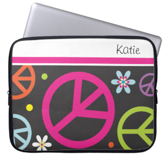 Retro Laptop-Hülsen des Friedens   zeichen-| Laptopschutzhülle