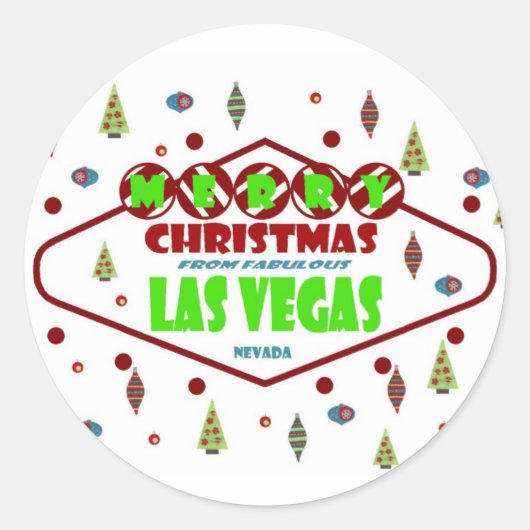 Retro Las Vegas Christma Sticker (Vorderseite)