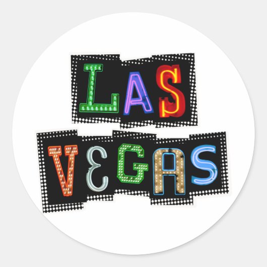 Retro Las Vegas Neon Runder Aufkleber (Vorderseite)