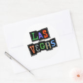 Retro Las Vegas Neon Runder Aufkleber (Umschlag)