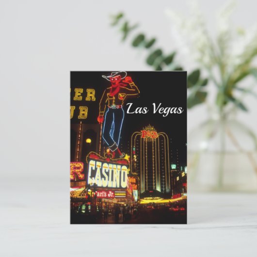 Retro Las Vegas Neon Wegweiser für Jahrgänge Postkarte (Stehend Vorderseite)