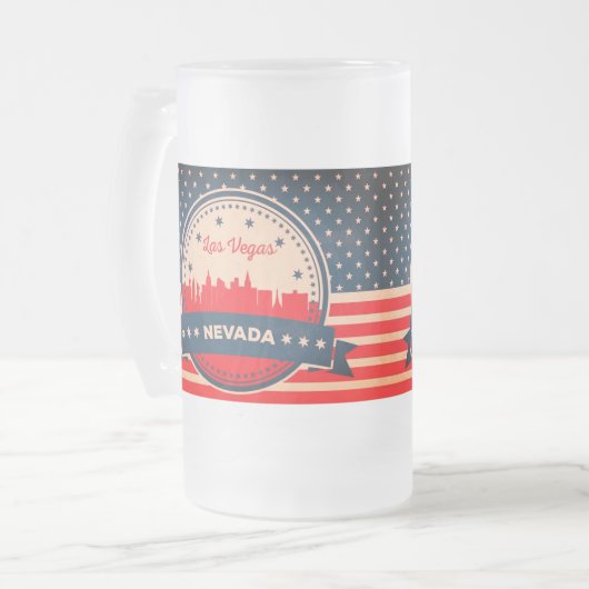 Retro Las Vegas Nevada Skyline Mattglas Bierglas (Vorderseite Links)