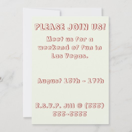 Retro Las Vegas Nevada Stylish Vegas Strip Einladung (Rückseite)