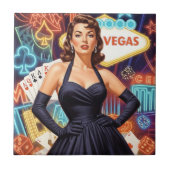 Retro Las Vegas Pin-up Fliese (Vorderseite)