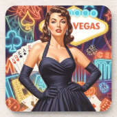 Retro Las Vegas Pin-up Getränkeuntersetzer (Vorderseite)