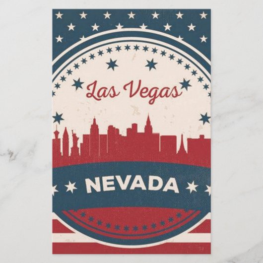 Retro Las Vegas Skyline Briefpapier (Vorderseite)