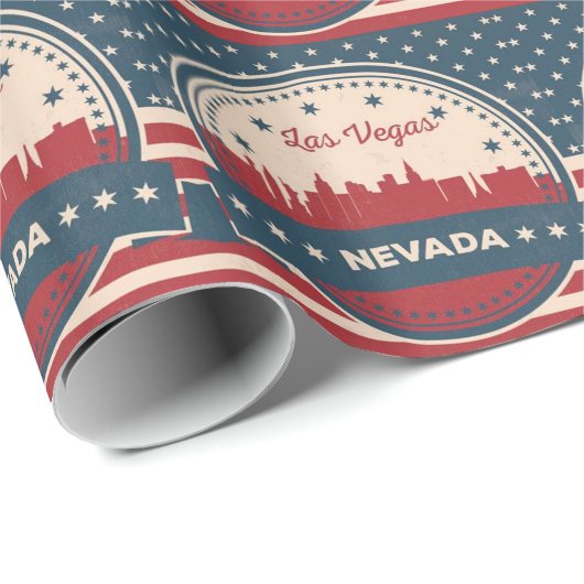 Retro Las Vegas Skyline Geschenkpapier (Rolleneckpunkt)