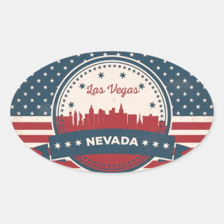 Retro Las Vegas Skyline Ovaler Aufkleber