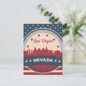 Retro Las Vegas Skyline Postkarte (Stehend Vorderseite)