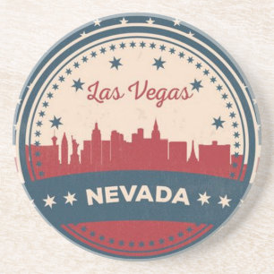 Retro Las Vegas Skyline Sandstein Untersetzer