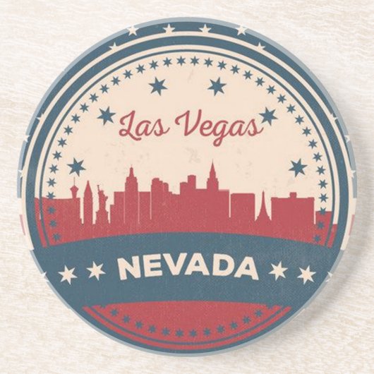 Retro Las Vegas Skyline Sandstein Untersetzer (Vorne)