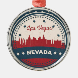 Retro Las Vegas Skyline Silbernes Ornament