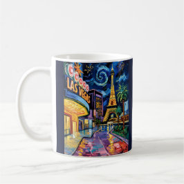 Retro Las Vegas Van Gogh Style Casino Night City Kaffeetasse