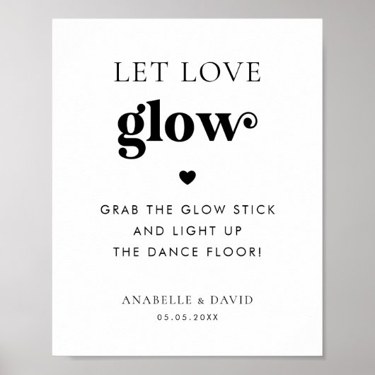 Retro Lass Liebe Glow Stick Dance Floor Wedding Si Poster (Vorne)