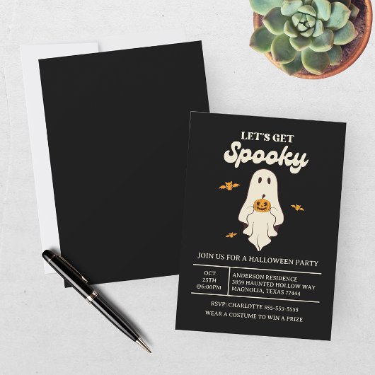 Retro Lasse "Get Spooky Halloween" Einladung