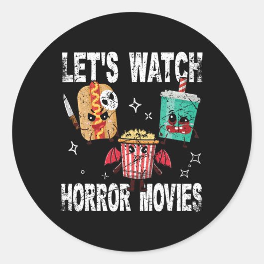 Retro Lasse Horror Filme Niedlich Halloween Cos an Runder Aufkleber (Vorderseite)