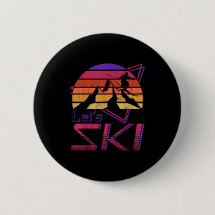 Retro Lasse Ski Vintagen 80er 90er Schneeschuhwand Button