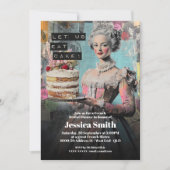 Retro Lasse uns Esskuchen - französisches Brautpar Einladung (Vorderseite)