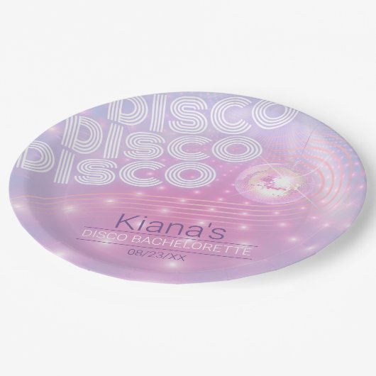 Retro Last Blast Disco Bachelorette ID928 Pappteller (Schrägansicht)