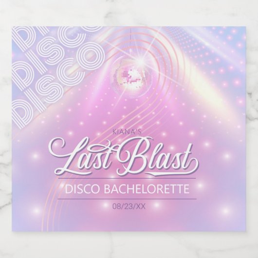 Retro Last Blast Disco Bachelorette v2 ID928 Schaumweinetikett (Einzelnes Label)