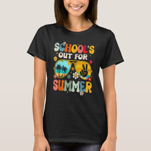 Retro Last Day of School s Out For Summer Teacher T-Shirt (Vorderseite)