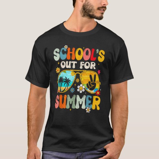 Retro Last Day of School s Out For Summer Teacher T-Shirt (Vorderseite)