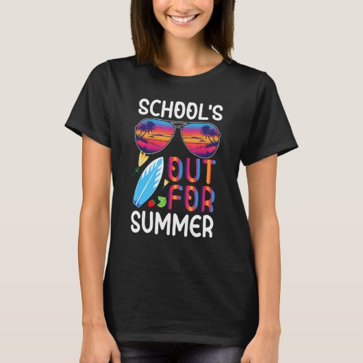 Retro Last Day of School s Out For Summer Teacher  T-Shirt (Vorderseite)