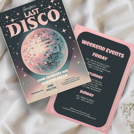 Retro Last Disco Bachelorette Wochenende Einladung
