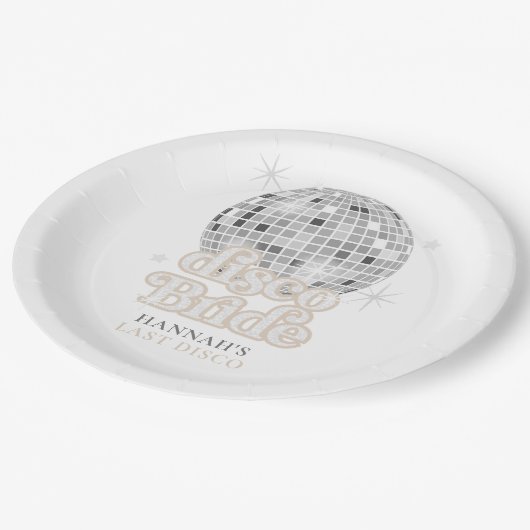 Retro Last Disco Bridge Brautparty Pappteller (Schrägansicht)