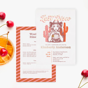 Retro Last Disco Cowgirl Bach Party Weekend Gold Folieneinladung