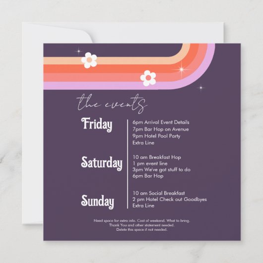 Retro Last Disco Junggeselinnen-Abschied Save The Date (Rückseite)