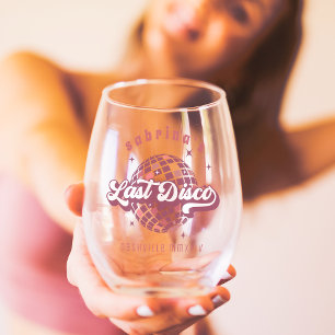 Retro Last Disco Junggesellinnenabschied Weinglas Ohne Stiel