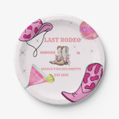 Retro Last Rodeo Cowgirl Western Bachelorette Pappteller (Vorderseite)