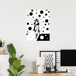 Retro-Laufsteg-Modell, Vintage-Art-Deco-Mode Poster