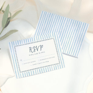 Retro-Launige blaue Streifen handgezeichnete RSVP- RSVP Karte