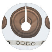 Retro-Lautsprecher: braun, abgeschieden weiß. Polyester Weihnachtsbaumdecke (Vorderseite)