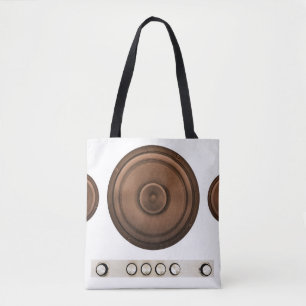 Retro-Lautsprecher: braun, abgeschieden weiß. Tasche