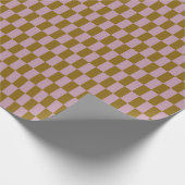 Retro Lavender Gold Brown Checkerboard-Muster Geschenkpapier (Ecke)