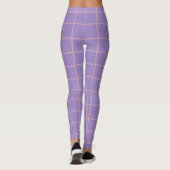 Retro Lavender Lila und rosa Einfaches Grid-Muster Leggings (Rückseite)