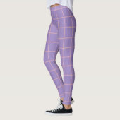 Retro Lavender Lila und rosa Einfaches Grid-Muster Leggings (Links)