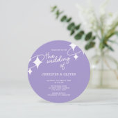 Retro Lavender Pink Orange Disco Ball Wedding Einladung (Stehend Vorderseite)