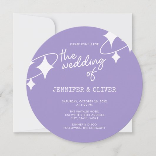Retro Lavender Pink Orange Disco Ball Wedding Einladung (Vorderseite)