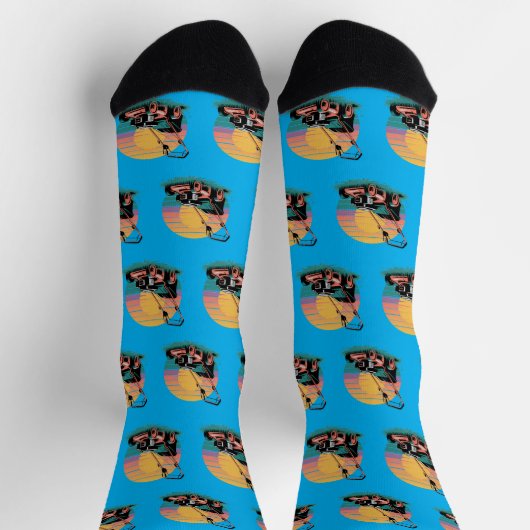 Retro Lawnmäwer Sunset Socken (Oben)