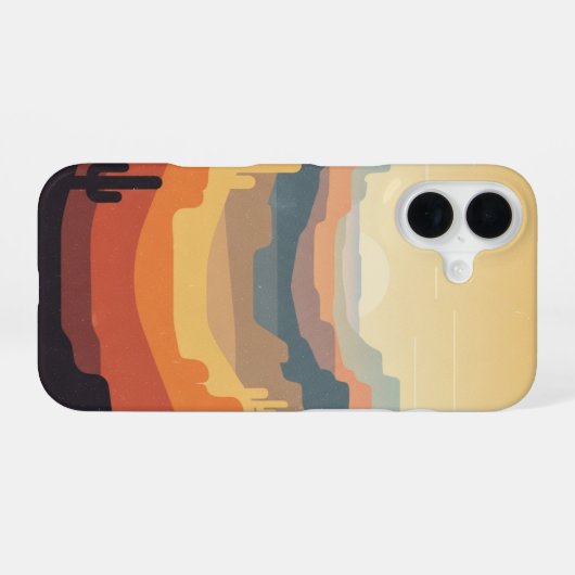 Retro Layered Canyons iPhone 16 Hülle (Rückseite (Horizontal))