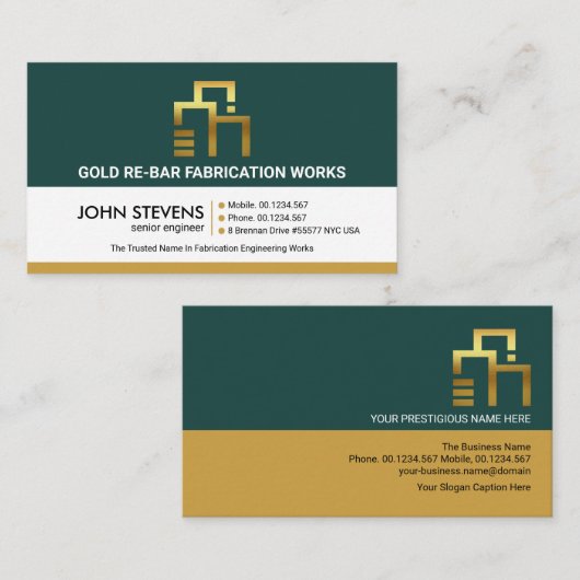 Retro Layers Gold Rebar Gebäude Engineering Visitenkarte (Vorne/Hinten)