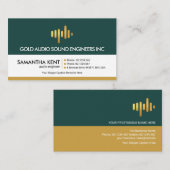 Retro Layers Gold Sound Wave Audio Engineer Visitenkarte (Vorne/Hinten)