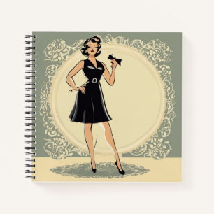 Retro LBD Vintag Chic Little Black Dress Diary Notizblock