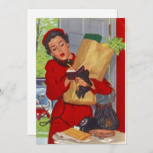 Retro Lebensmittelgeschäft Party Pantry Stock Küch Einladung (Vorne/Hinten)