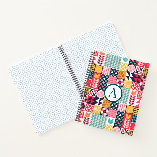 Retro Lebhaftes geometrisches Muster Notizblock (Innenseite)